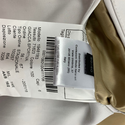 CALVIN KLEIN COLLECTION Size 40 Off White Cotton Notch Lapel Suit
