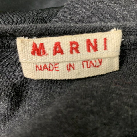MARNI Size 2 Black Triacetate Ruffled Sleeveless Blouse
