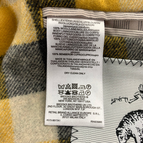 BLACK FLEECE Size 42 Yellow & Grey Plaid Wool Notch Lapel Suit