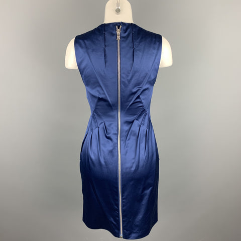 ROBERT RODRIGUEZ Size 2 Blue Cotton / Polyester V-Neck Sheath Cocktail Dress
