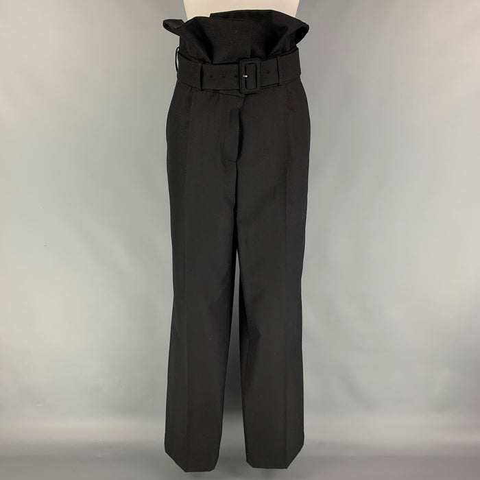 DRIES VAN NOTEN Size 8 Black Wool High Waisted Dress Pants