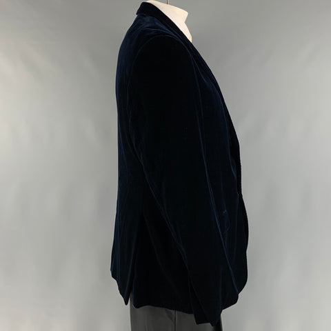 GIORGIO ARMANI Size 46 Navy Velvet Viscose Blend Notch Lapel Sport Coat