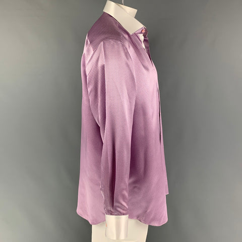 STEFANO RICCI Size XL Lilac Light Blue Dots Silk Long Sleeve Shirt