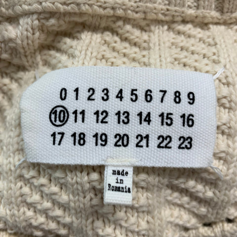 MAISON MARGIELA Size M Cream Textured Cotton Crew-Neck Sweater