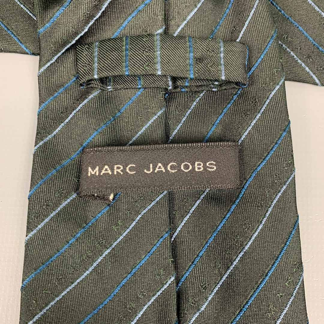 MARC JACOBS Olive Diagonal Stripe Silk Tie
