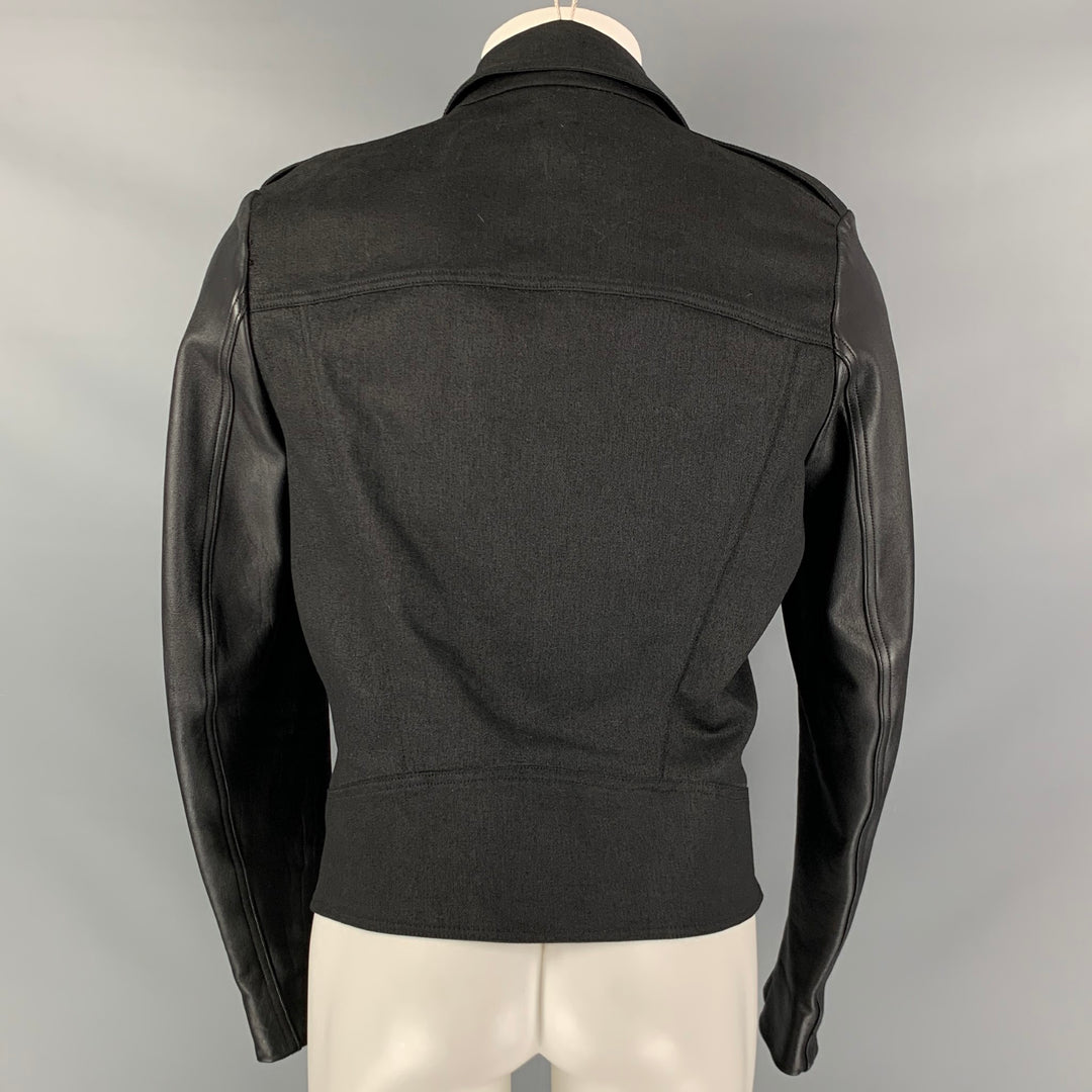 GARETH PUGH Talla M Chaqueta negra de mezcla de algodón de materiales mixtos