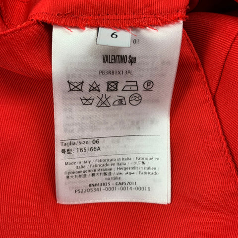 VALENTINO Size 6 Red Viscose Silk Textured Drawstring Casual Pants