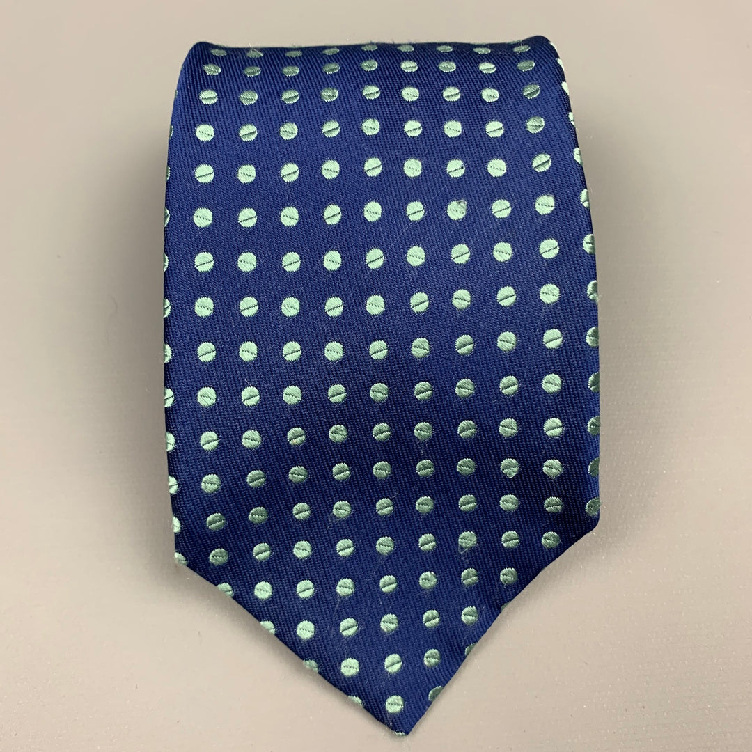 CHARVET Corbata de seda con lunares azul y aguamarina