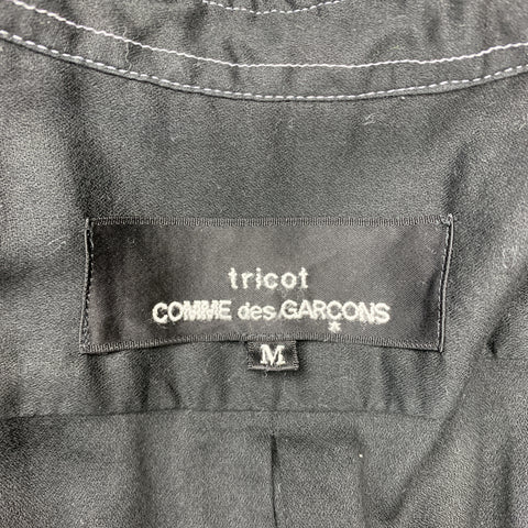 COMME des GARCONS Taille M Robe chemise surdimensionnée en coton transparent noir à points contrastés
