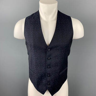 TAGLIATORE Size 38 Navy Jacquard Wool Buttoned Vest