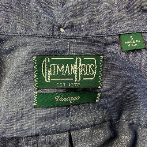 GITMAN VINTAGE Size S Blue Metallic Cotton Blend Button Down Pleated Long Sleeve Shirt