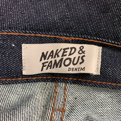 NAKED AND FAMOUS Super Skinny Guy Size 30 Dark Blue Cotton Straight Jeans