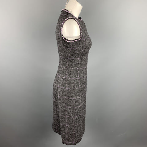 PHILOSOPHY di ALBERTA FERRETTI Size 6 Grey Beaded Wool Shift Dress