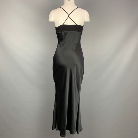 HEIDI WEISEL Size 4 Black Satin Silk Long Dress