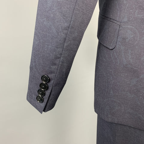 ETRO Size 34 Dark Gray Paisley Wool Notch Lapel 3 Piece Suit