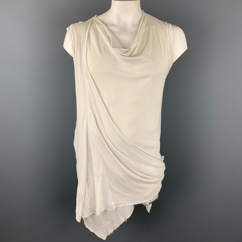 JULIUS_7 S/S 2012 Size M White Cotton Draped Short Sleeve Shirt