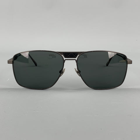 BOTTEGA VENETA Charcoal Metal Intrecciato Panel Sunglasses