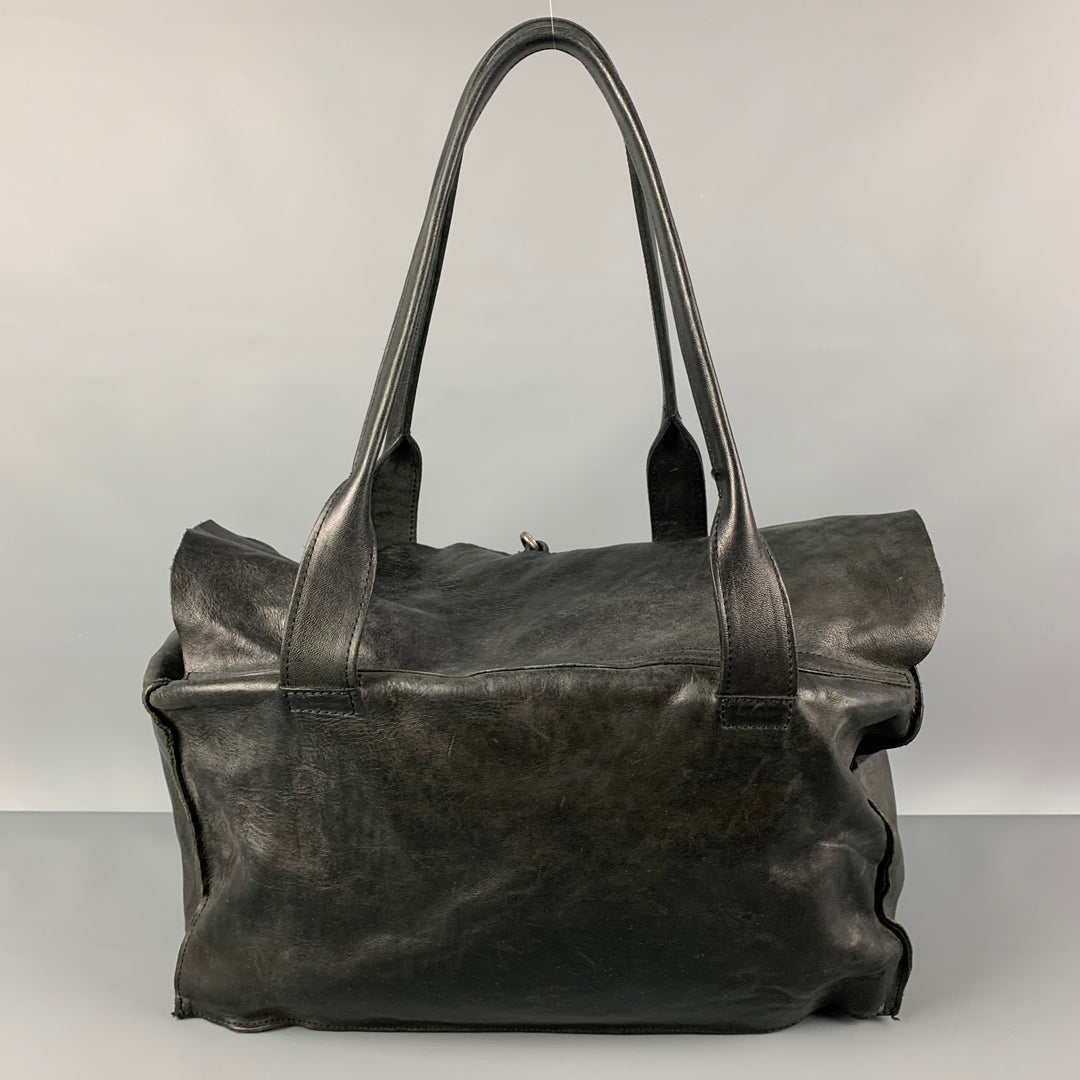 TAGLIOVIVO Black Distressed Horsehide Leather Doctor Handbag