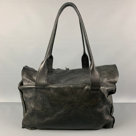 TAGLIOVIVO Black Distressed Horsehide Leather Doctor Handbag
