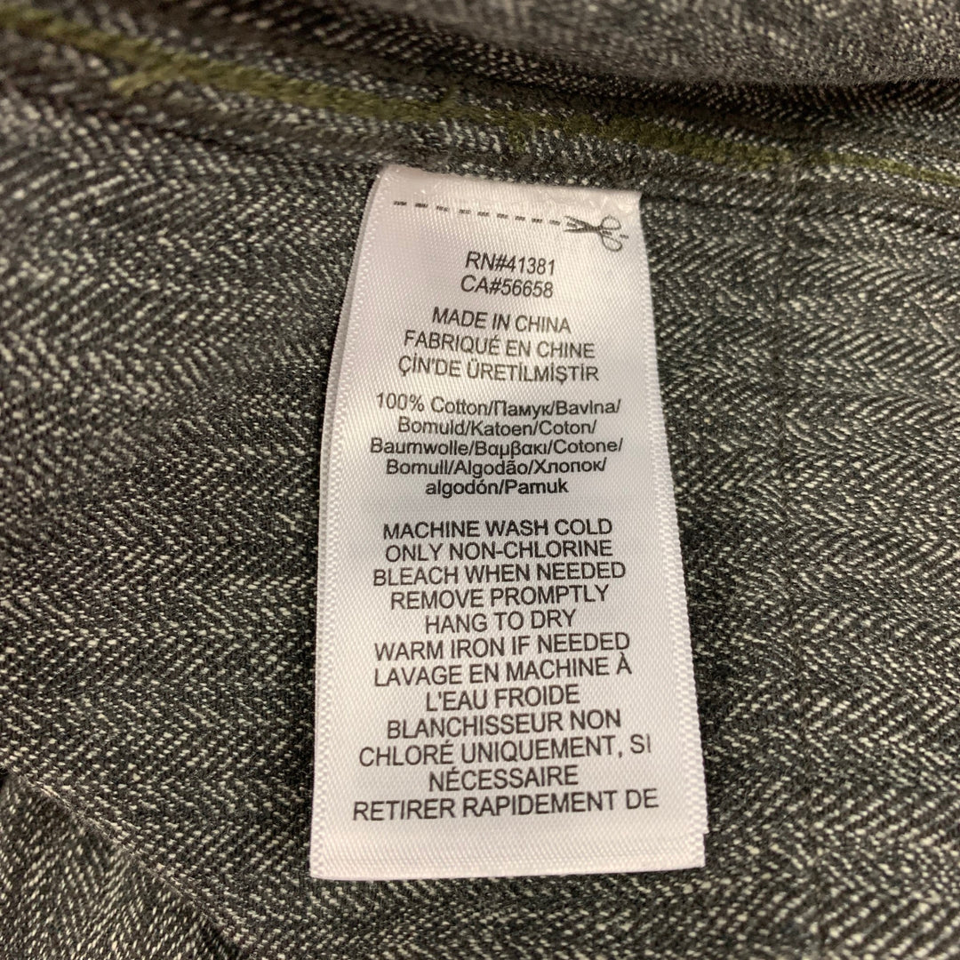 RRL par RALPH LAUREN Taille XL Manteau ceinturé en coton à chevrons gris