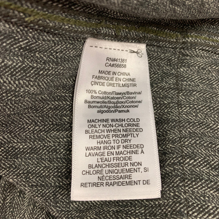 RRL par RALPH LAUREN Taille XL Manteau ceinturé en coton à chevrons gris