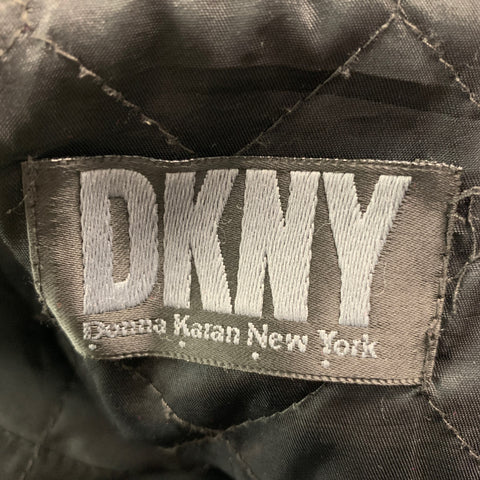 DONNA KARAN Taille S Veste zippée en cuir massif noir