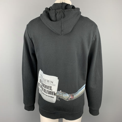 RAF SIMONS To The Archives No Longer Relevant Robot Black Cotton Hoodie Sweatshirt