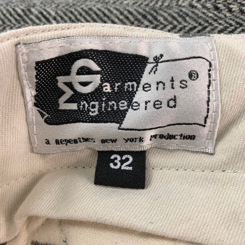 ENGINEERED GARMENTS Taille 32 Pantalon décontracté en laine à chevrons blanc cassé noir