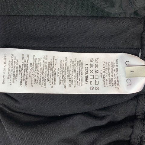 GUCCI Size L Black Khaki Monogram Polyester Cotton Sweatpants Casual Pants