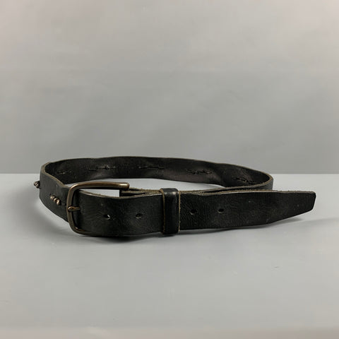 VINTAGE Taille 34 Ceinture en cuir clouté argent noir