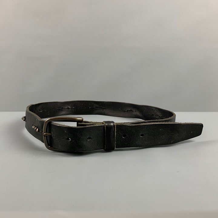 VINTAGE Size 34 Black Silver Studded Leather Belt