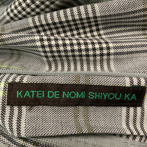 ETRO Size 36 White Black & Green Plaid Wool Cotton Zip Fly Dress Pants