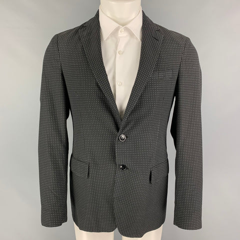 ETRO Size 36 Black White Dots Cotton Polyester Notch Lapel Sport Coat