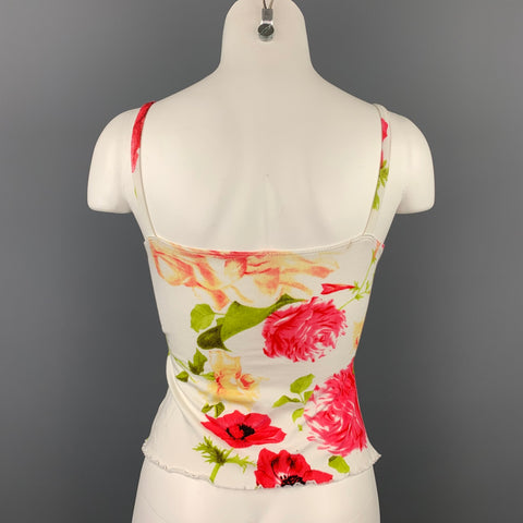 ROBERTO CAVALLI Size S Multi-Color Floral Jersey Ruched Blouse