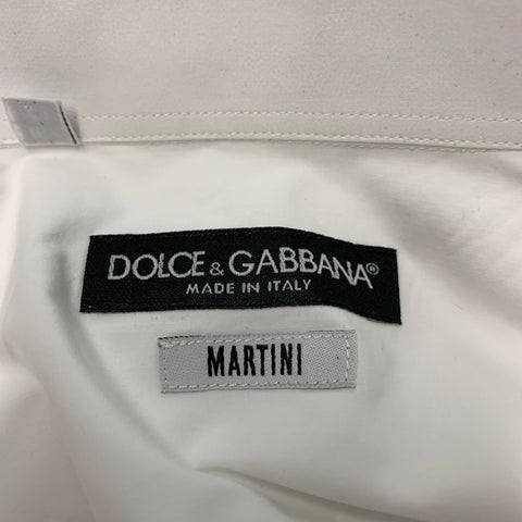 DOLCE & GABBANA Size L White Cotton Hidden Buttons Long Sleeve Shirt