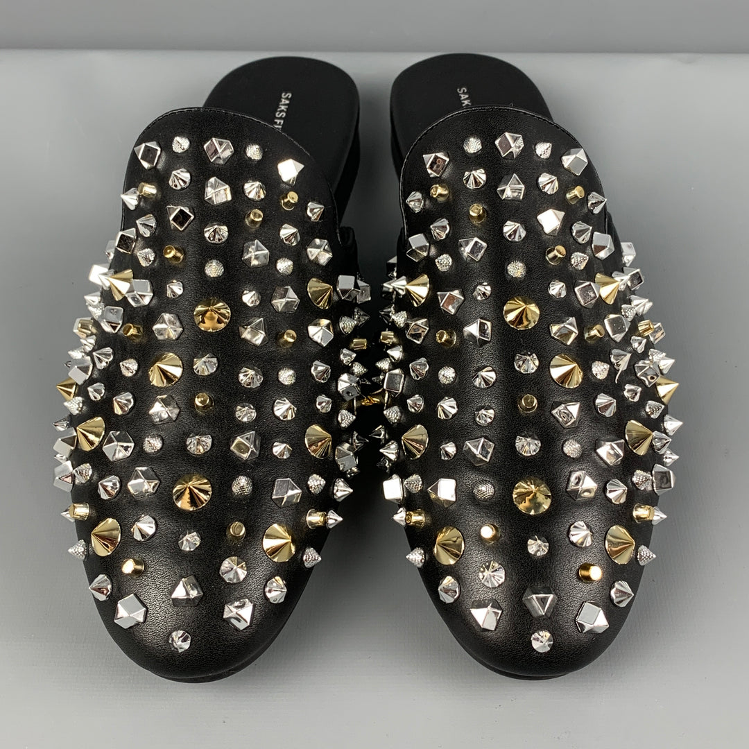Saks Fifth Avenue Black Studded Men\'s Mules size 13 Saks Fifth Avenue | Shoes | Saks Fifth Avenue Rudy Black  main image 2