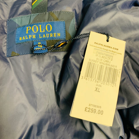 RALPH LAUREN Size XL Navy Blue Camo Polyester Zip Up Jacket