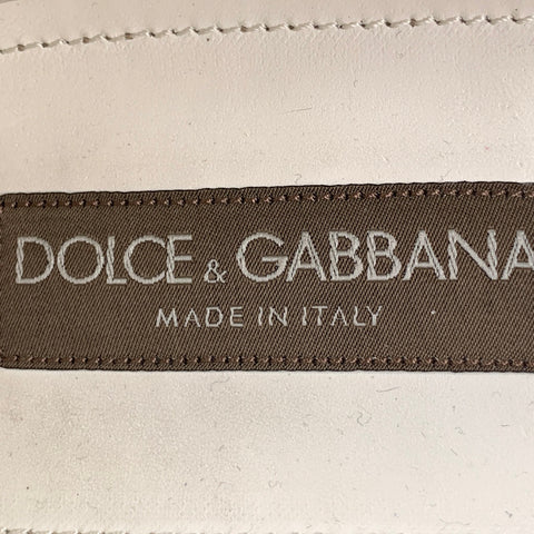 DOLCE & GABBANA Size 9 Off White & Black Stripe Canvas Espadrille Loafers
