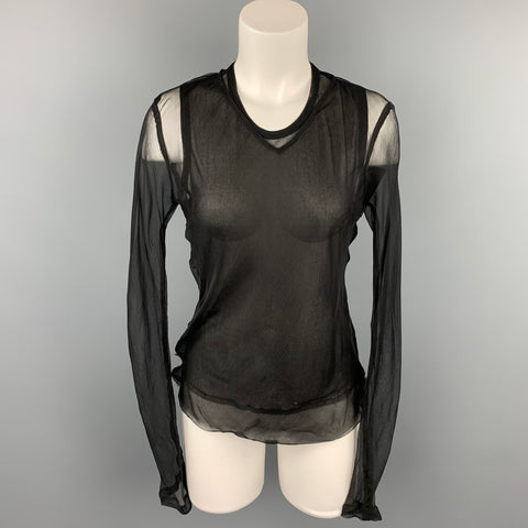 DRIES VAN NOTEN Size 10 Black See Through Layered Blouse