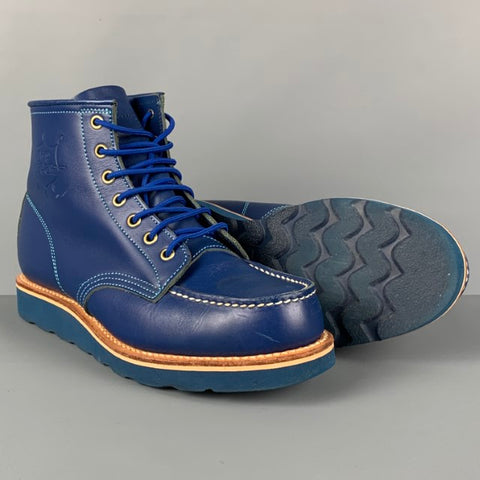 ICECREAM Size 9.5 Royal Blue Leather Worker Ankle Boots