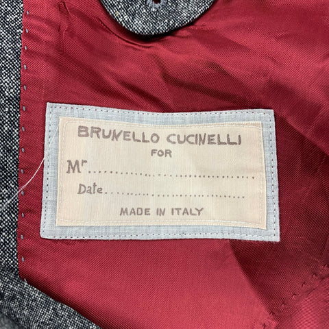 BRUNELLO CUCINELLI Size 38 Black White Wool Cashmere Silk Sport Coat