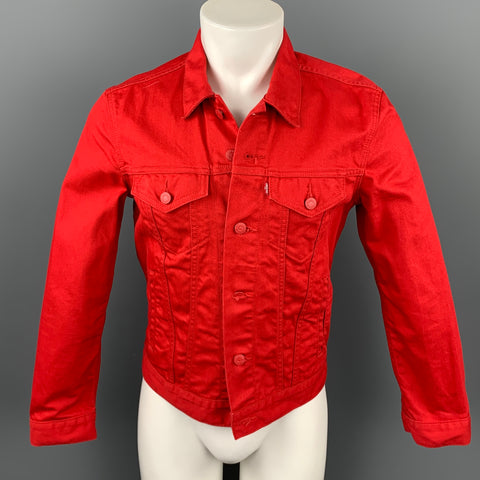 LEVI'S Size S Red Cotton Trucker Jacket