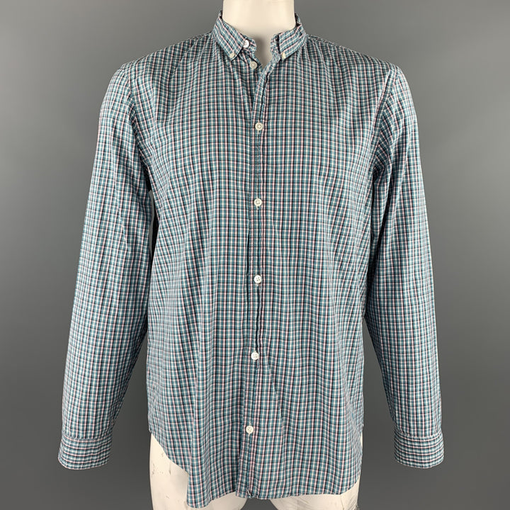 MARC by MARC JACOBS Size XL Aqua Plaid Cotton Button Down Long Sleeve Shirt