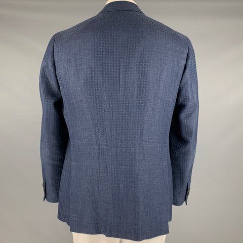 SARTORIO Taille 44 Manteau de sport en laine, lin et soie bleu marine diamant