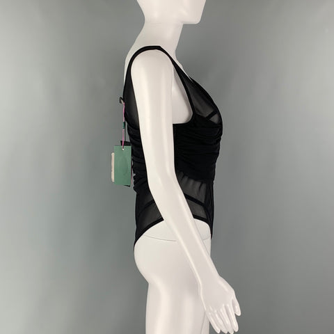 DAVID KOMA Taille 10 Noir Polyamide Élasthanne Voir à travers le body Robe Top