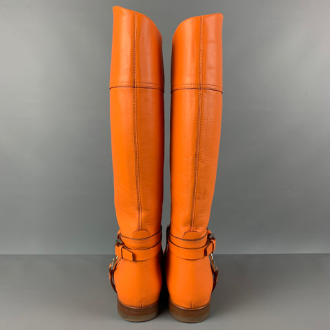 Collection RALPH LAUREN Taille 9 Bottes à enfiler en cuir orange
