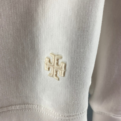 TORY BURCH Taille S Sweat-shirt à col rond en coton blanc