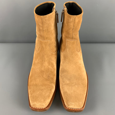 CALVIN KLEIN 205W39NYC Size 12 Tan Leather Side Zipper Boots