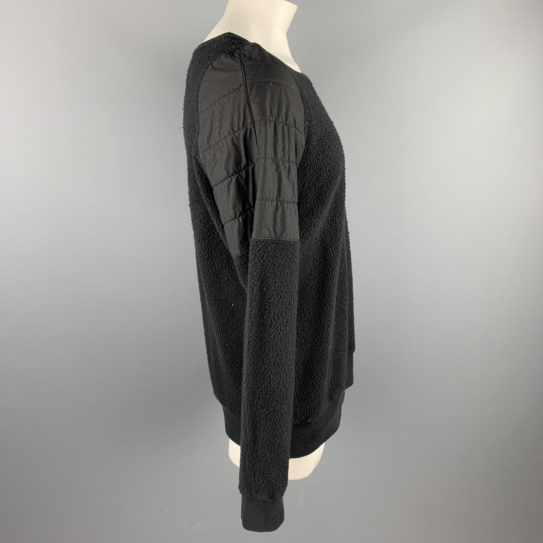 OAK XL Jersey largo con cuello barco en mezcla de algodón texturizado negro