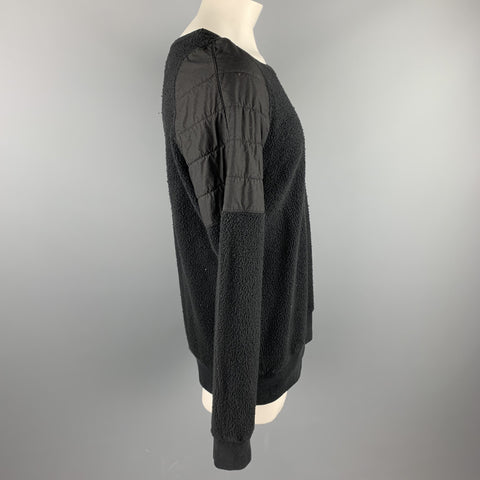 OAK XL Black Textured Cotton Blend Long Boat Neck Pullover
